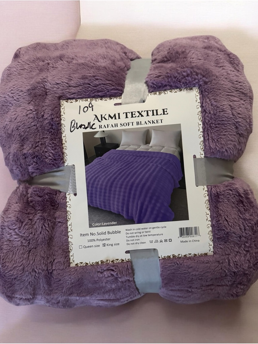 AKMI Textile Lavender Plush Rafah Soft Blanket